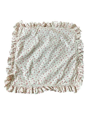 "Funda de Almohada Ralph Lauren Pequeña 15.5"" Cuadrada Floral Volantes Borde Blanco Rojo De Colección" Foto 1 de 4