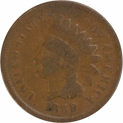 Centavo indio 1869/69 FS-301 S-3 G sin certificación #643 Foto 1 de 2