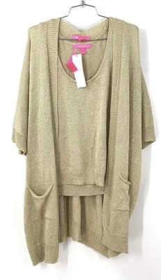 Nuevo con etiquetas Conjunto de 2 suéter Batsy dorado metálico Lilly Pulitzer para mujer - Talla M Foto 1 de 4