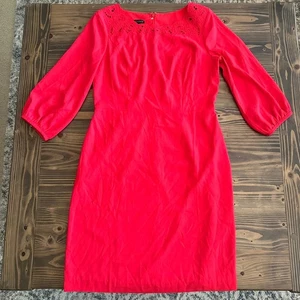 Abito donna Talbots rosso ricamato scollo manica a palloncino taglia 6 nuovo con etichetta - Foto 1 di 11