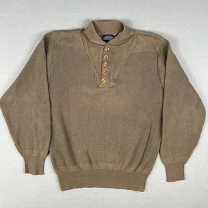 Vintage Lands End Pullover passt M braun Baumwolle Strick Henley Pulli 1990er Made in USA - Bild 1 von 8