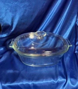 Vintage PYREX #703 Clear Oval 3 L Clear Glass Casserole Dish w Lid DC 1-1/2 C - Picture 1 of 3