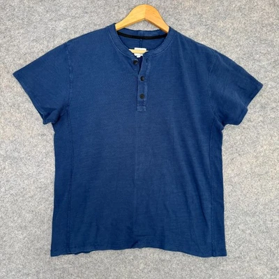 Rag & Bone Henley Button Shirt Mens Large Dark Navy Blue Short Sleeve Casual - Image 1 of 4