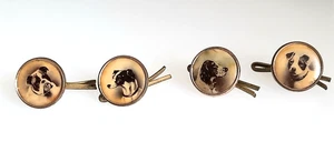 4 Antique buttons Lambourne & Co Dog Lithographs under celluloid Edwardian - Picture 1 of 6