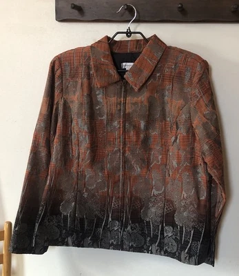 Chaqueta De Colección Christopher & Banks XL Forrada Tejido Tapiz Cremallera Elegante Otoño Naranja Foto 1 de 4