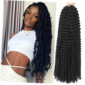 Passion Twist Hair Water Wave Crochet Hair For Black 24 Inch (Pack of 8) 1B# - Picture 1 of 7