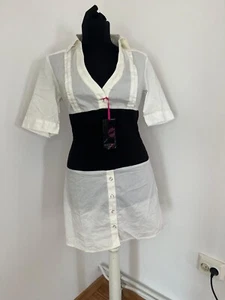 Melrose schwarz & weiß S neu mit Etikett Baumwollmischung langes Damen Shirtkleid Korsett Taille - Bild 1 von 11