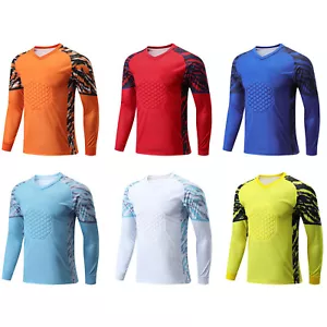 Kids Boys Goalkeeper Soccer Jersey Padded Goalie Shirt Training Football Uniform - Picture 1 of 37