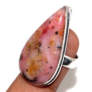 Peruvian Pink Opal 925 Silver Plated Gemstone Ring US 6.5 Superb Gift GW