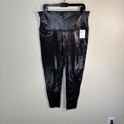Leggings Spanx Imitación Cuero Cocodrilo Mujer 2XL Marrón Oscuro Negro NUEVO Foto 1 de 4