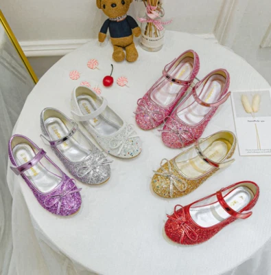 Mädchen Prinzessin Schuhe Kinder Pailletten Ballerinas Party Hochzeit Glitze - Bild 1 von 4