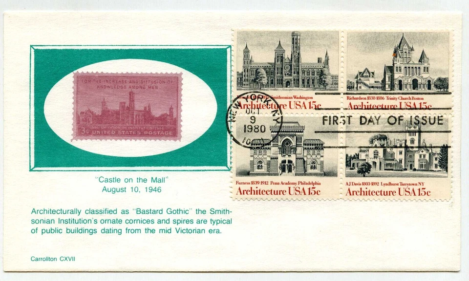 1838-41 1980 Architecture Carrollton block of 4  FDC - Image 1 of 1