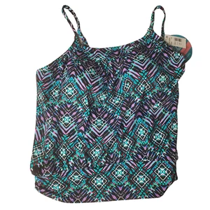 Swim Solutions Women's Plus Size Groove Blouson Multi Tankini Top  20W - NWT - Picture 1 of 7