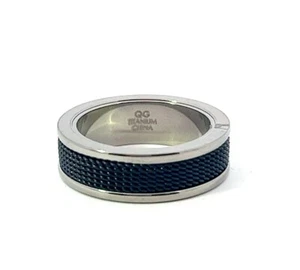 Titanium & Black Stainless Steel 7mm Mesh Inlay Band Ring - Picture 1 of 6
