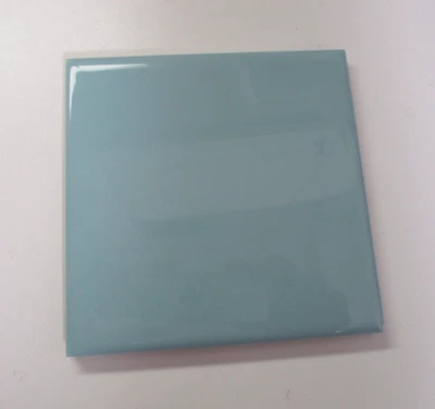 1 mosaico de azulejo EUA 4-3/8" parede cerâmica turquesa brilhante década de 1950 retrô vintage MCM - Imagem 1 de 4