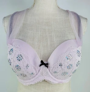 Victoria's Secret Dream Angels Lined Demi Bra Purple Lace with Gems 34DD - Picture 1 of 7
