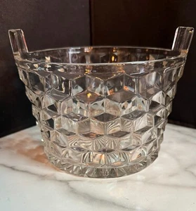 Fostoria Glass American Cubist Ice Bucket w/ Tab Handles 5.5" Tall - Picture 1 of 7