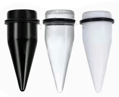  一对亚克力锥形扩展器耳塞带 O 形环 1/2 至 1  — 第 1/4 张图片