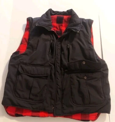 Reversible Black/Buffalo Plaid Hardy Amies London Vest Size M - Image 1 of 4