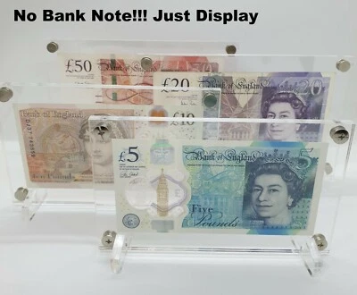 Acrylic Clear Display Frame for Bank Notes NO NOTES INCLUDED   - Image 1 of 4