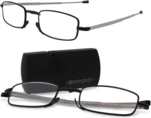 Lesebrille klappbar Unisex Faltbrille Teleskopbügel Rahmen Schwarz Etui 8 x4 cm - Bild 1 von 7