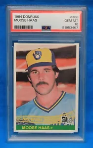 1984 DONRUSS # 368 Moose Haas PSA 10 GEM MT # 91953467 MILWAUKEE BREWERS !!!! - Picture 1 of 2