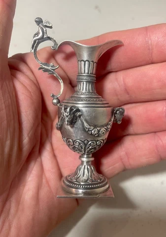 antique G Accarisi Firenze Italian sterling silver miniature ewer vase garniture Cover