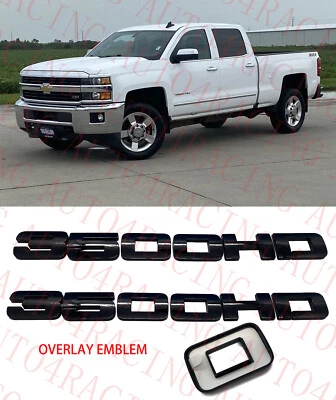 Placa de identificación emblema superpuesta negra brillante 3500HD puerta para Chevy Silverado GMC Sierra Foto 1 de 4