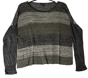 Eileen Fisher Womens Sweater Size M 100% Linen Crew Neck Dolman Sleeve Gray - Picture 1 of 11