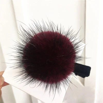 Horquilla de piel de visón real para mujer pinza para el cabello pinza para el cabello bola para el cabello pasador Foto 1 de 4