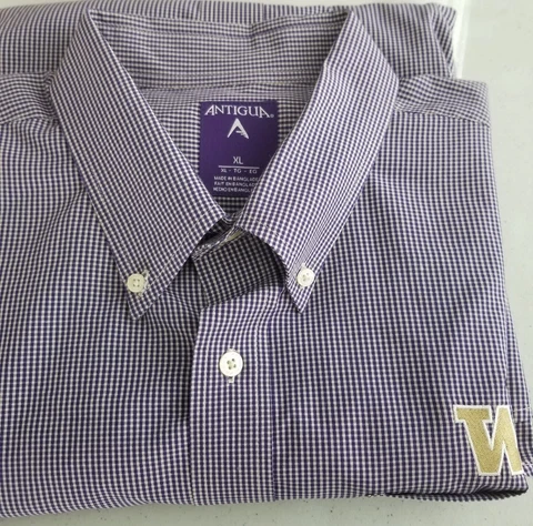 Washington University Huskies Dress Shirt Mens Extra Large Purple Long Sleeve Cover