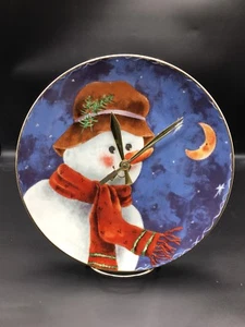 Christmas Carrot Nose Snowman Dinner Plate Size Holiday Clock !! - Picture 1 of 7