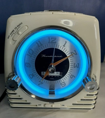 Vintage Retro Thunderbird Clock Radio with CD Player Blue Neon Collectable 2004 Cover