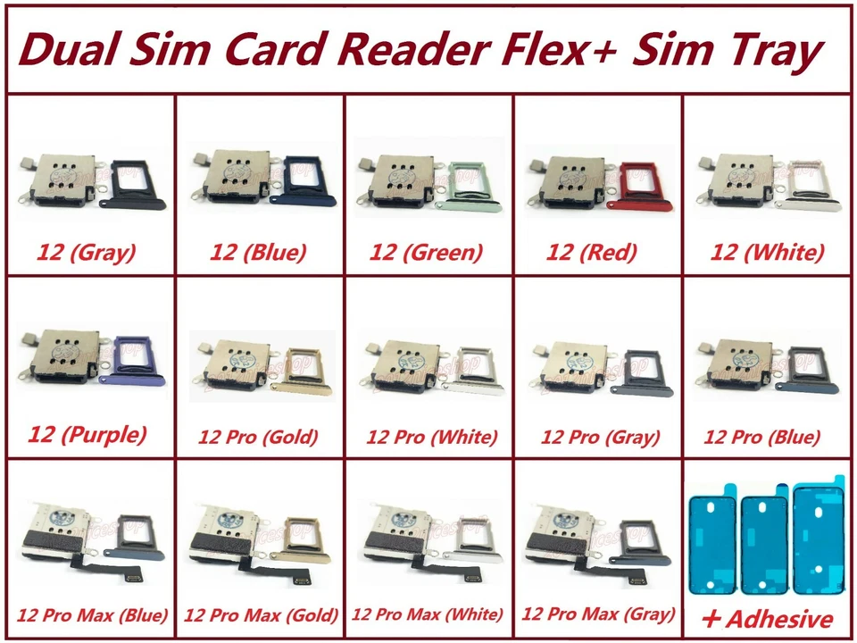 Original Dual Sim Karten Leser Halter Modul Flex Tray für iPhone 12 12 Pro Max - Bild 1 von 1
