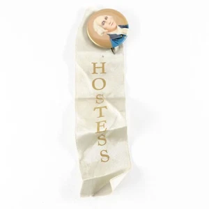 Antique Bastian Bros Celluloid George Washington Pinback Button & Hostess Ribbon - Picture 1 of 4