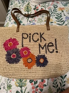 Nordstrom | Pick Me Straw Tote Bag With flowers - Picture 1 of 3