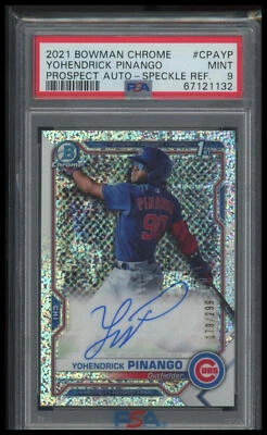 2021 Bowman Chrome #CPAYP Yohendrick Pinango Prospect Auto-Speckle Ref. PSA 9 - Image 1 of 2
