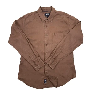 Coast Clothing Mens Linen Shirt Size M Chocolate Brown Long Sleeve Straight Fit - Picture 1 of 12