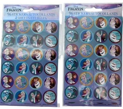 Pegatinas DISNEY FROZEN Anna Elsa Olaf Favores de Fiesta 96 ct Lote de 2 = 192 en Total Foto 1 de 3