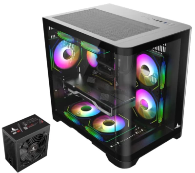 Iceberg Gaming PC Case Crystal Wave M BLK curved tempered Glass with PSU 650WX - Image 1 of 4