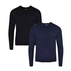 Felpa uomo maglia maglione pullover pullover scollo V manica lunga top nuova con etichetta - Foto 1 di 7