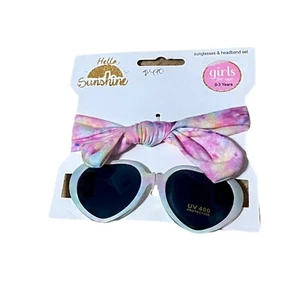 lens UV400 sunglasses with headband for baby girl Set  from 0 to 3 years - Picture 1 of 2