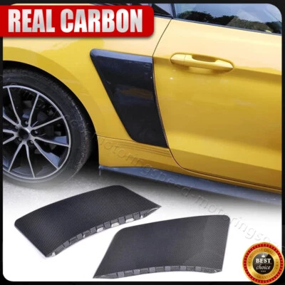 For 2015-2023 Ford Mustang REAL CARBON Rear Fender Penal Flare Side Scoops Vents - Image 1 of 4