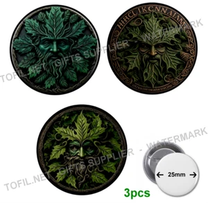 3x Hombre Verde Pagano Holly King Wicca Druida Pin Insignia Botón Regalo - Imagen 1 de 6