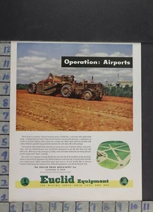 1953 EUCLID EQUIPMENT AIRPORT GRADER MACHINERY RUNWAY VINTAGE AD DJ81 - Picture 1 of 1