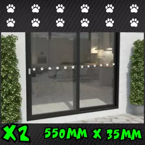 Safety Glass Sliding Door 2 Stickers Decal Window Protection Hazard Paws Vinyl - Picture 1 of 3