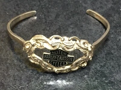 Bracelete vintage de prata esterlina 0,925 e ouro 10K Harley Davidson - Imagem 1 de 4