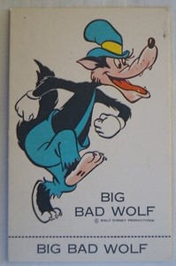 Classic Disney Vintage 1970's Sunicrust Disney Sunny Fun Card - Big Bad Wolf