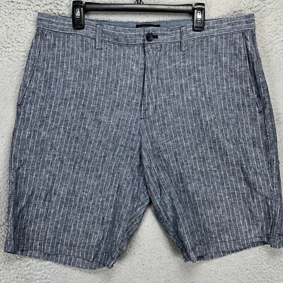 Pantalones Cortos Banana Republic Mezcla de Lino Emerson Para Hombre 38 Azul Blanco Rayas Caquis Foto 1 de 4