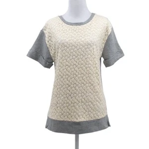 Ella Moss Pea in the Pod Gray Cream Floral Embroidered Top Womens Small Blouse - Picture 1 of 9